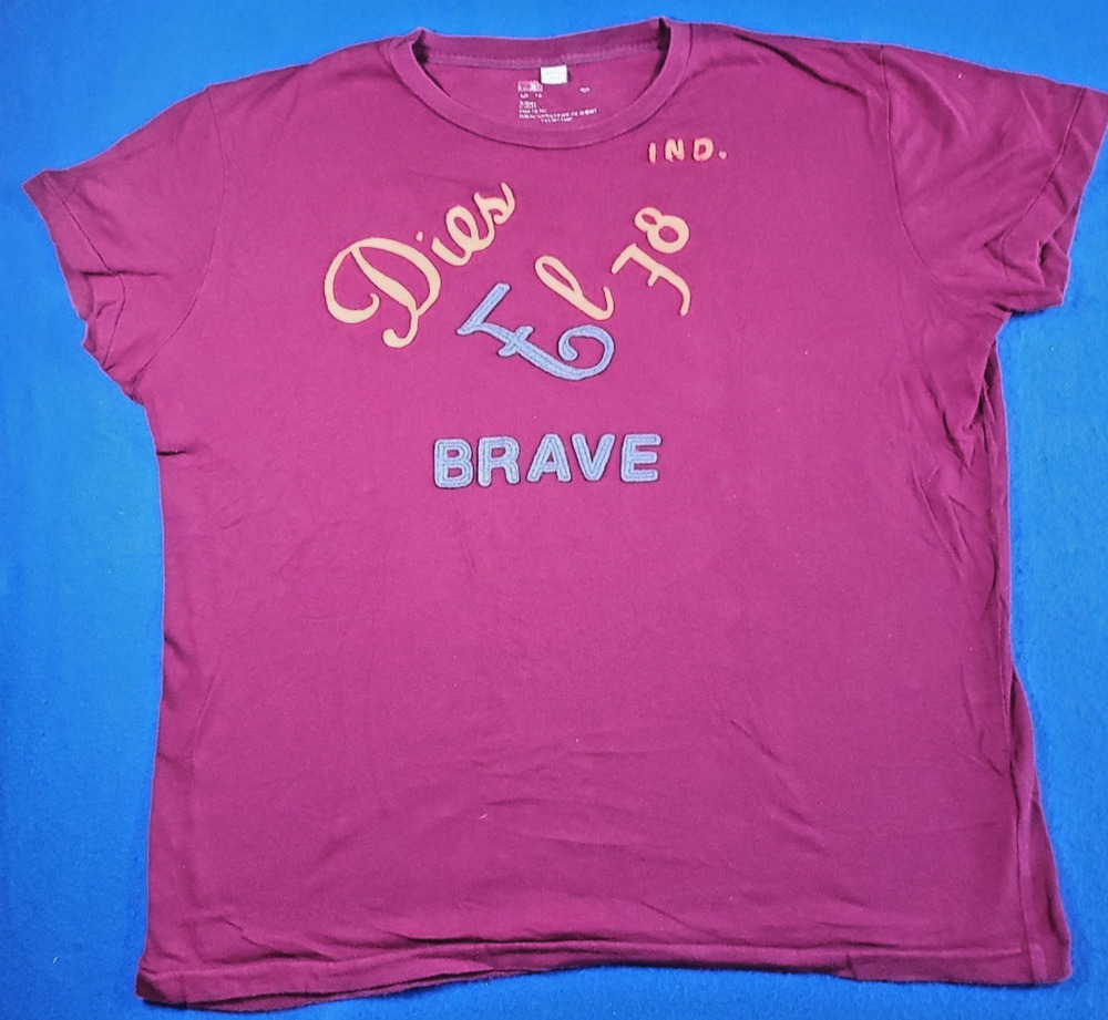 Diesel Only The Brave 1978 T Shirt Mens L Purple Pink Graphic Crew Neck Cotton